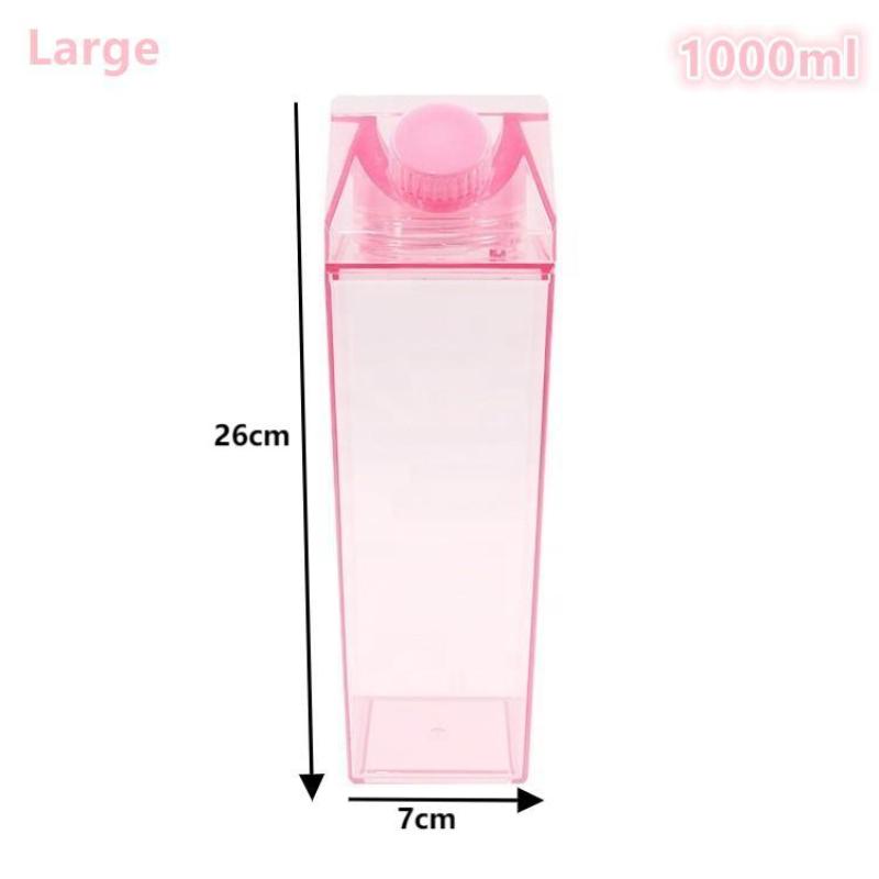 Bouteille de Lait Transparente 500/1000 ml Boîte à Eau Carrée Tasse à Café Jus Thé Transparente Stockage de Lait Pour Sports de Plein Air Camping Gym