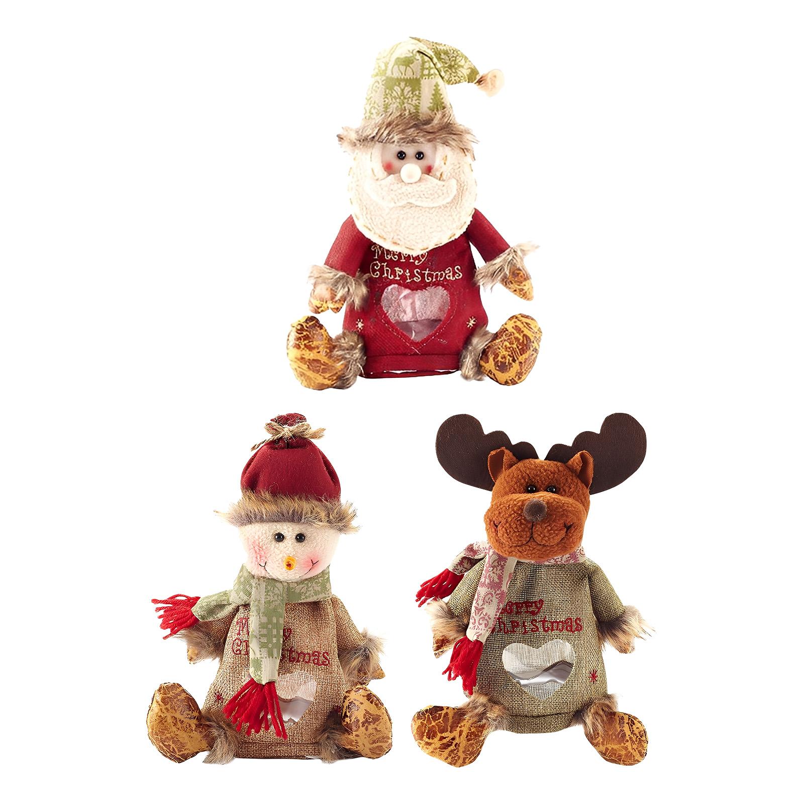 

3Pcs Fabric Storage Bags Zipper Design Christmas Apple Bag Reusable Xmas Gift & Party Favor Bags for Gifts Apples Candy 3PCS