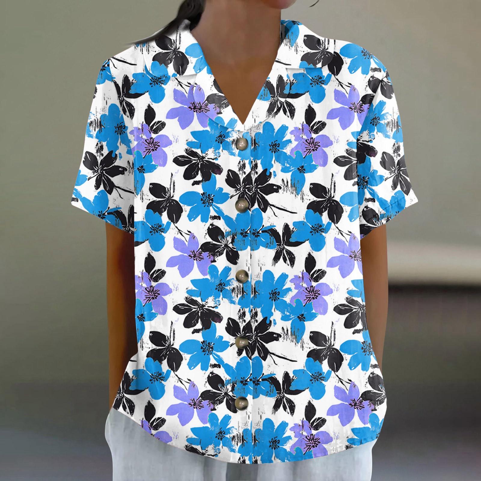 

Women s Shirt With Floral Print Buttons, Long Sleeved Casual Regular Shirt Collar Top S
