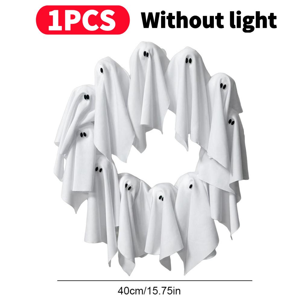 

1/2 шт. Хэллоуинский венок Милый венок с привидением Хэллоуинский жуткий подвесной венок для входной двери стены Праздничное украшение для Хэллоуинской вечеринки