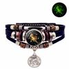 Luminous 12 Constellation Leather Bracelet for Men and Women Couple Gift Handmade Multi layer Beaded Bracelet Creative Handmade Jewelry