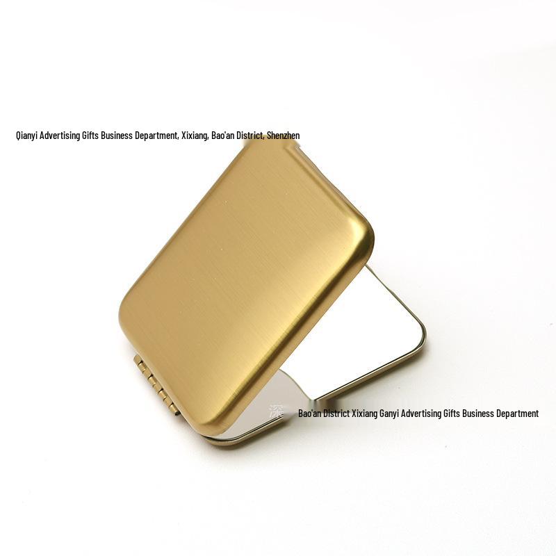 Engravable Stainless Steel Foldable Makeup Mirror - Unbreakable, Portable, Round/Square Design, Compact Size