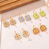 Elegant New Chinese Enamel Dripping Oil High-end Floral Niche Ear Buckle Design Light Luxury Simple Women's Earrings