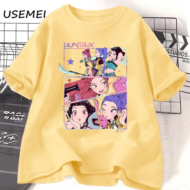 Huntrix Girlgroup KPop Demon Hunters T-shirt Casual Short Sleeve Tshirt Oversized Harajuku Fashion Unisex Clothing Tees