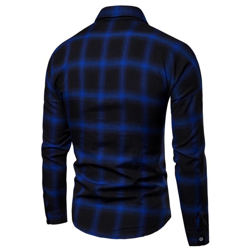 European and American Men's Spring and Autumn New Korean Version of The Trend Long-sleeved Plaid Shirt Men's Shirt