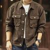 Men's Trendy Retro Denim Jacket for Spring & Autumn, Casual American Style with Loose Fit Lapel Design