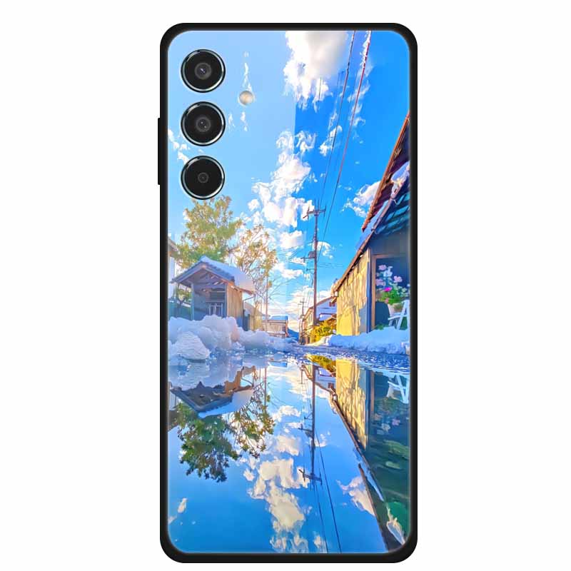 Glass Cellphone Case For Samsung Galaxy M35 Hard Plastic Back Cover For Samsung M 35 Flowers Painted Cases Fundas Shell Shield