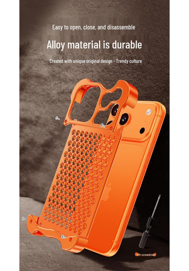 iPhone 17 Pro Max Aluminum Alloy Heat Dissipation Case with Metal Frame (Apple 16 Protection)