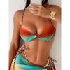 Swimsuit 3 Pcs Set with Tassel Skirt Bikini Women Swimsuit Button High Waist Swimwear Bathing Suit Beachwear Biquini