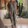 2026 Lente/Zomer Dames Effen Kleur Jumpsuit met Lage Kruis en Grote Zakken - Elegante Europese & Amerikaanse Stijl