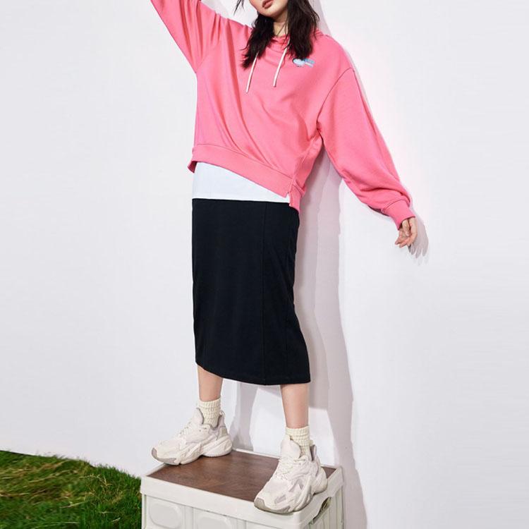 Anta Letter Pattern Printed Pullover Long Sleeve Hoodie Women Hoodies Muyu-Red 162318738-4