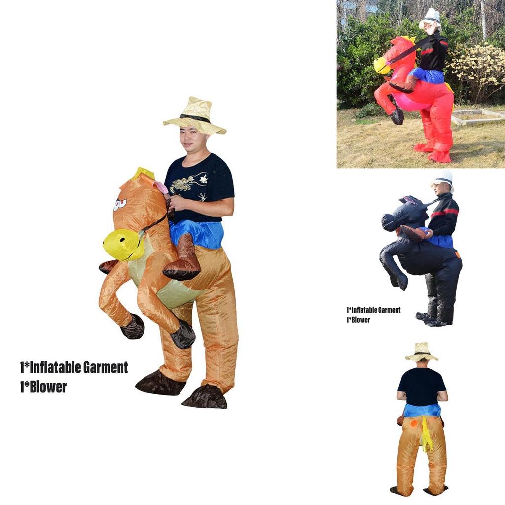 Inflatable Horse Costume For Adults Creative Performance Outfit Polyester Material Brown/red/black