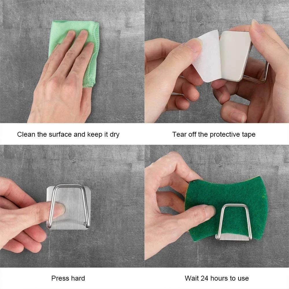Porta Spugne da Cucina Scolapiatti con Ganci Organizer per Lavello Contenitore per Spugne Detergenti Accessori da Bagno