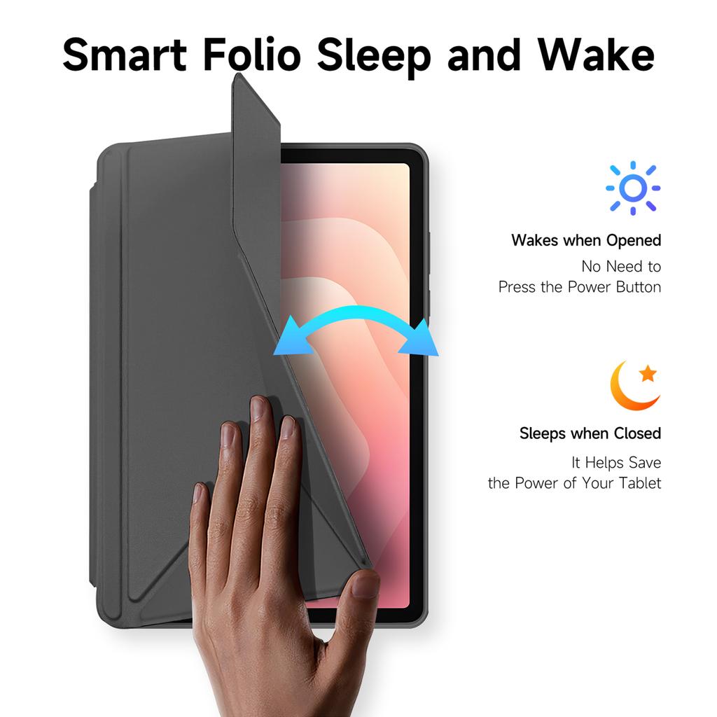 For Samsung Galaxy Tab S11 Case DUX DUCIS Magi Series Detachable Origami Stand Leather+PC+TPU Clear Back Cover