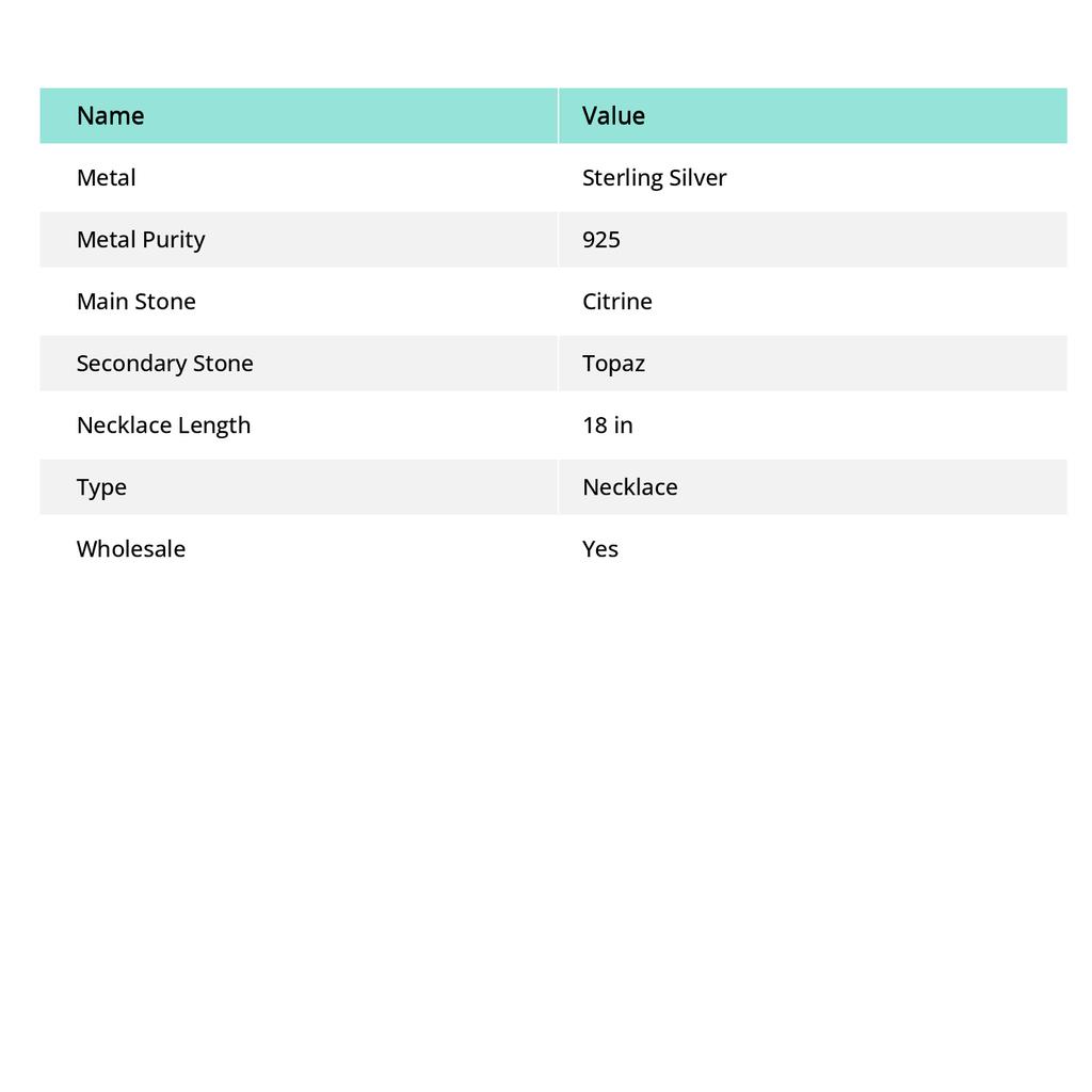 Natural Citrine, Topaz Gemstone 925 Sterling Silver Gift Necklace 18" u4L62