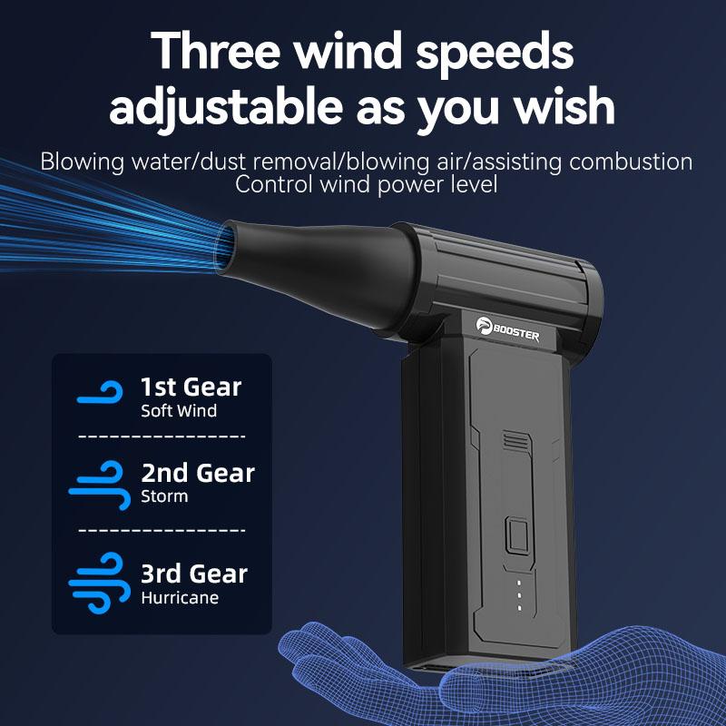 Booster W01 Mini Turbo Jet Fan USB Rechargeable Turbo Blower Fan 100000 RPM Brushless Motor 36m/s High Speed Duct Blower for Outdoor,Car,Home