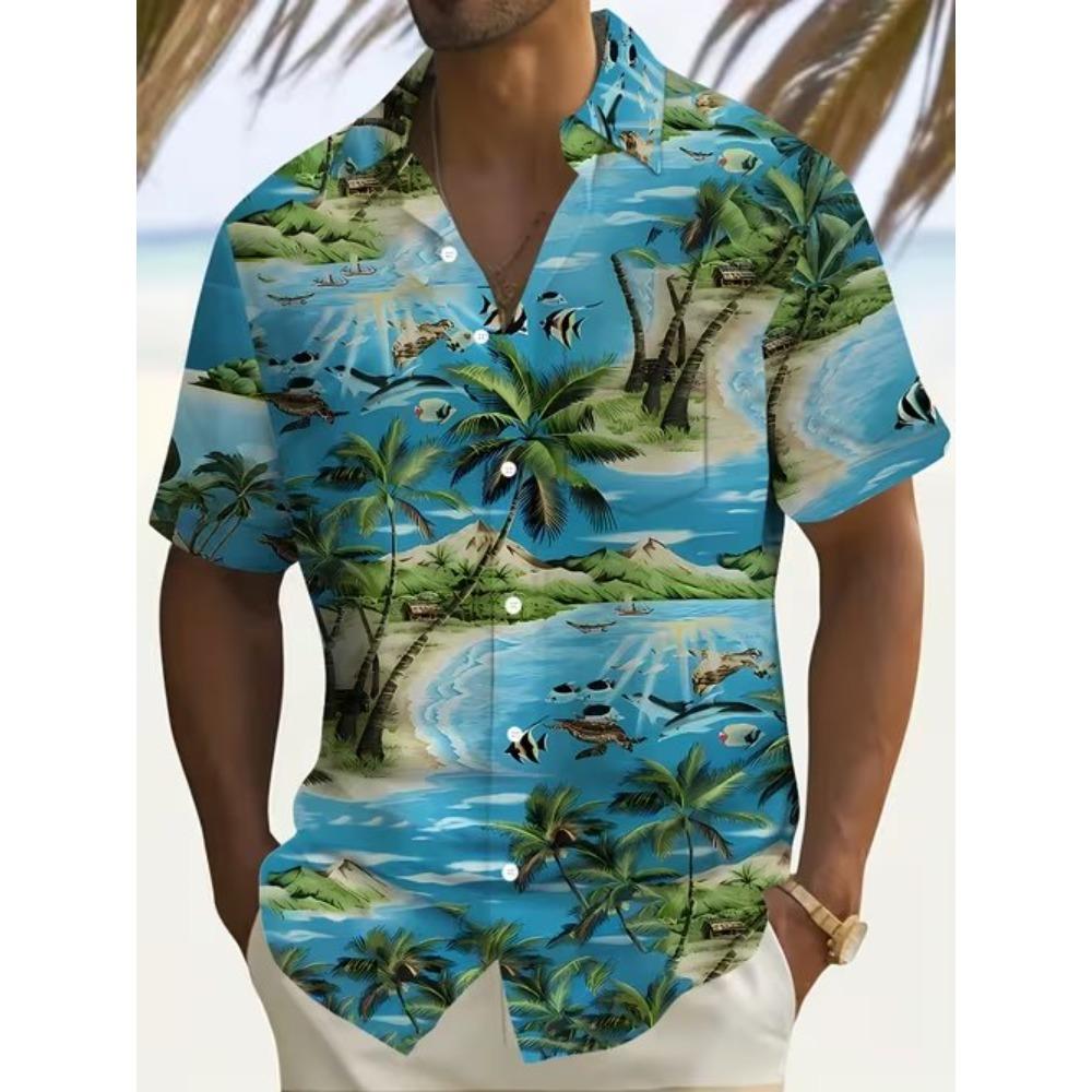Camicia da Uomo con Fantasia Semplice Stampa 3D Camicia Bottoni Camicia Casual Camicia Estiva Manica Corta Abbigliamento Quotidiano per Vacanze
