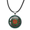 Klassische Lebensblume Seilkette Glasanhänger Halsketten Mandala Elegante und komplexe Muster Halsketten Damen Cabochon Schmuck