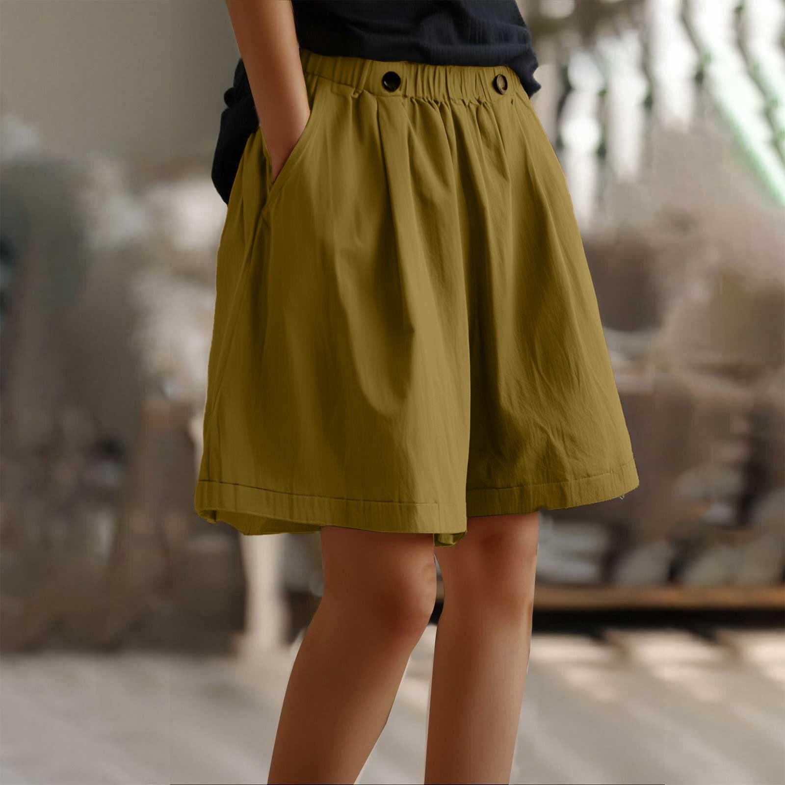 

Женские повседневные летние эластичные пляжные шорты однотонные повседневные шорты XXL хаки