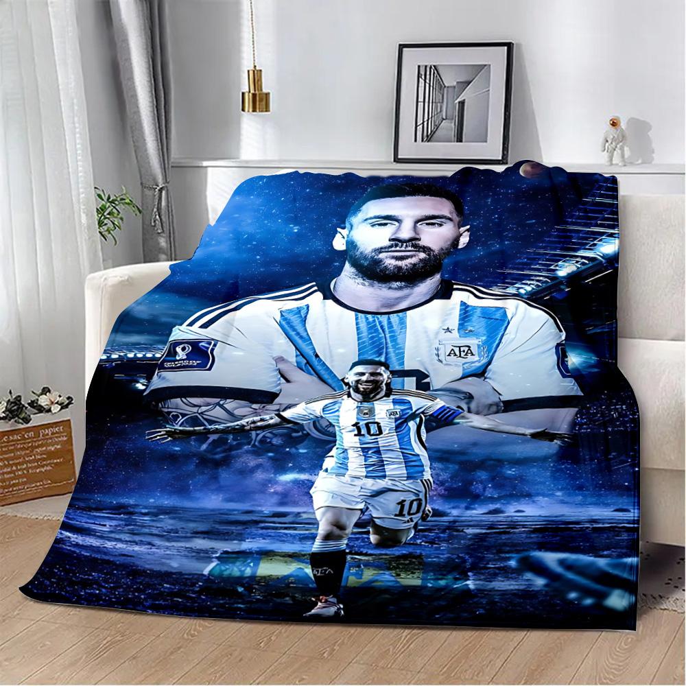 Football Star Printed Blanket Picnic Blankets Warm Blanket Soft and M-messis Comfortable Blanket Home Travel Birthday Gift