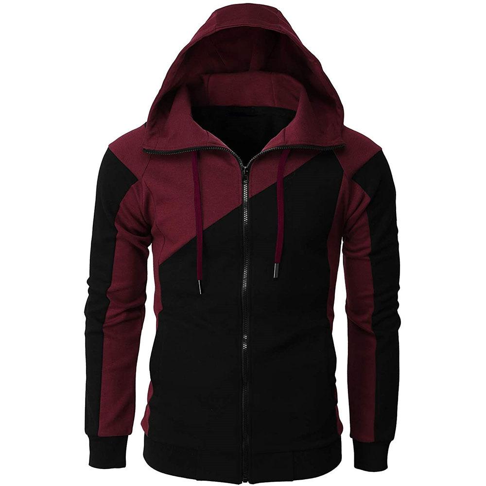 Men's Casual Patchwork Hoodie Jacket - Plus Size