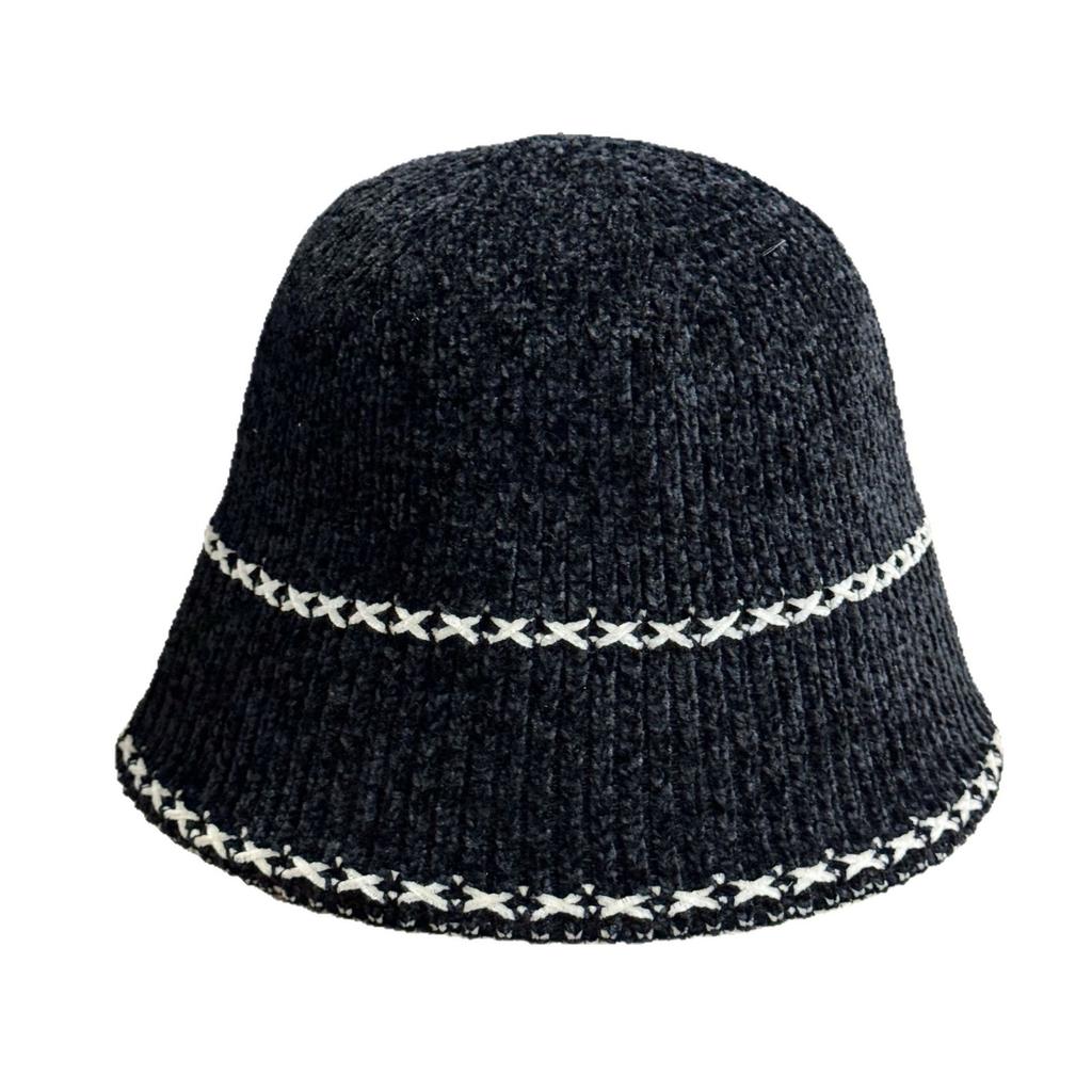 New Autumn and Winter All Match Knitted Bucket Hat for Women Outdoor Warm Plain Face Covering Fisherman Hat Showing Face Small Basin Hat