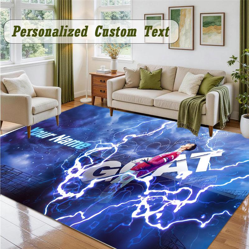 Crystal Velvet Square Rug Custom NameCristiano Ronaldo Pattern Non Slip Home Floor Decor Rug