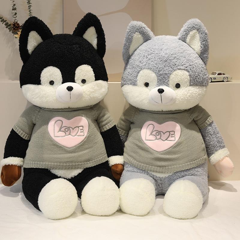 Large Sweater Husky Dog Plush Toy Cute Puppy Big Throw Pillow Girl Bed Sleeping Holding Doll