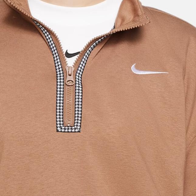 Nike Sweatshirts Women's Ancient Brown/White Stand Collar Moderate Other DD5032-256