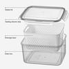 4-In-1 Fruit Vegetable Storage Container with Removable Filter Leak-Proof Airtight PP Storage Box for Washing Draining Stackable Food Organizer