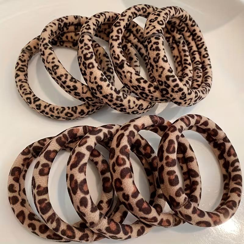 

10pcs Fashion Leopard Print Elastic Rubber Hair Bands Hair Rope for Women Party Hair Accessories коричневый