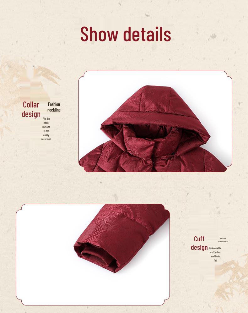 Red Spring Festival Winter Jacket for Mothers – Stylish, Warm, Cotton-Padded Outerwear for Middle-Aged and Elderly