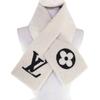 Great LOUIS VUITTON Scarf LV logo shearling mouton Ivory Sheep leather M77054 Used