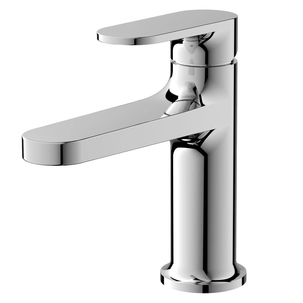 Round Chrome Brass Water Faucet Brass Single Hole Basin Faucet Bathroom Basin Faucet (as the picture,Polished)