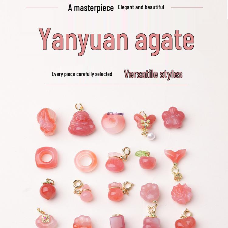 

Браслет-подвеска с кисточкой в виде кошачьей лапки из яшмы Яньюань с застежкой-предохранителем Sugar Cube Agate