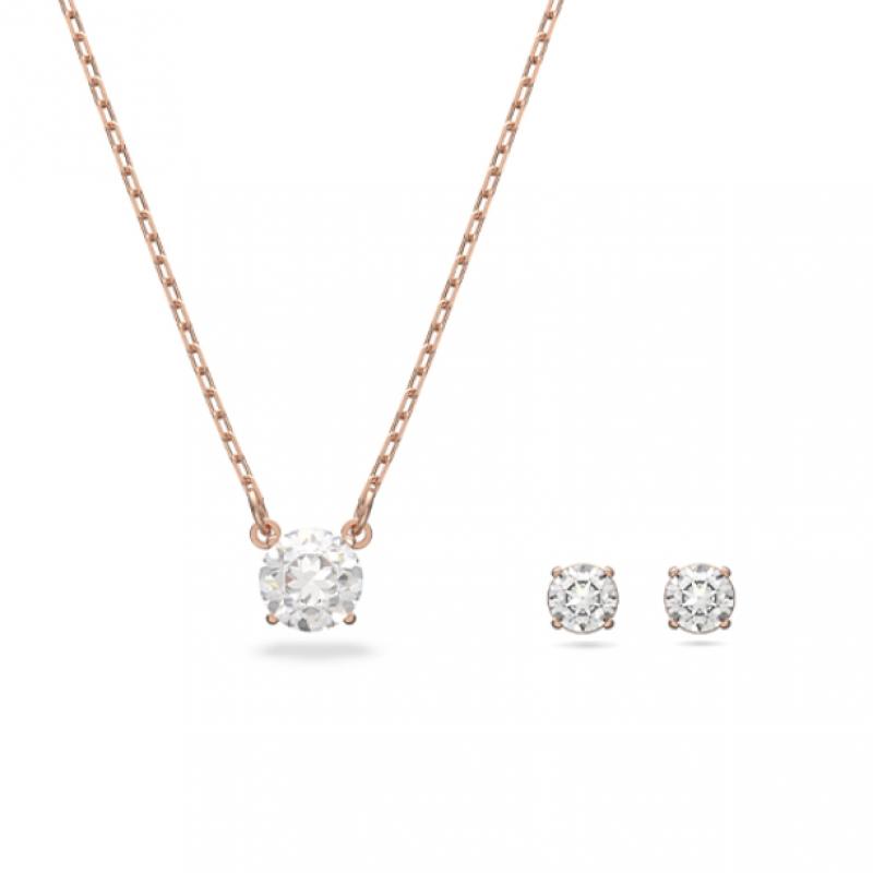 Swarovski [authorized Product Free Shopping Bag] Stilla Attract Rose Gold Set  1