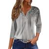 Dámské topy s 3/4 rukávem Květinový potisk Vintage Móda Ležérní Volné S výstřihem do V Košile větší velikosti