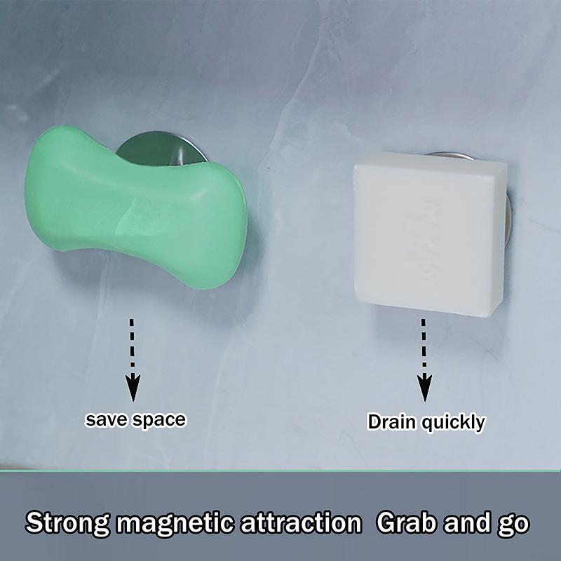 Stainless Steel Magnetic Soap Holder - No-Drill Wall Mount with Drainage for Bathroom & Kitchen