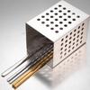 Kitchen Utensil Holder Stainless Steel Square Cutlery Drainer Countertop Utensil Storage Organizer for Chopsticks