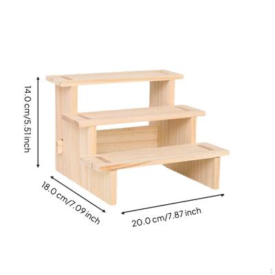 Wooden Display Shelf, Tiered Organizer Stand, Desktop Figurine Rack, Home Office Decor Natural Wood