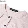 ZANZEA Women Round Neck Short Sleeve Striped Casual Shirts Dress