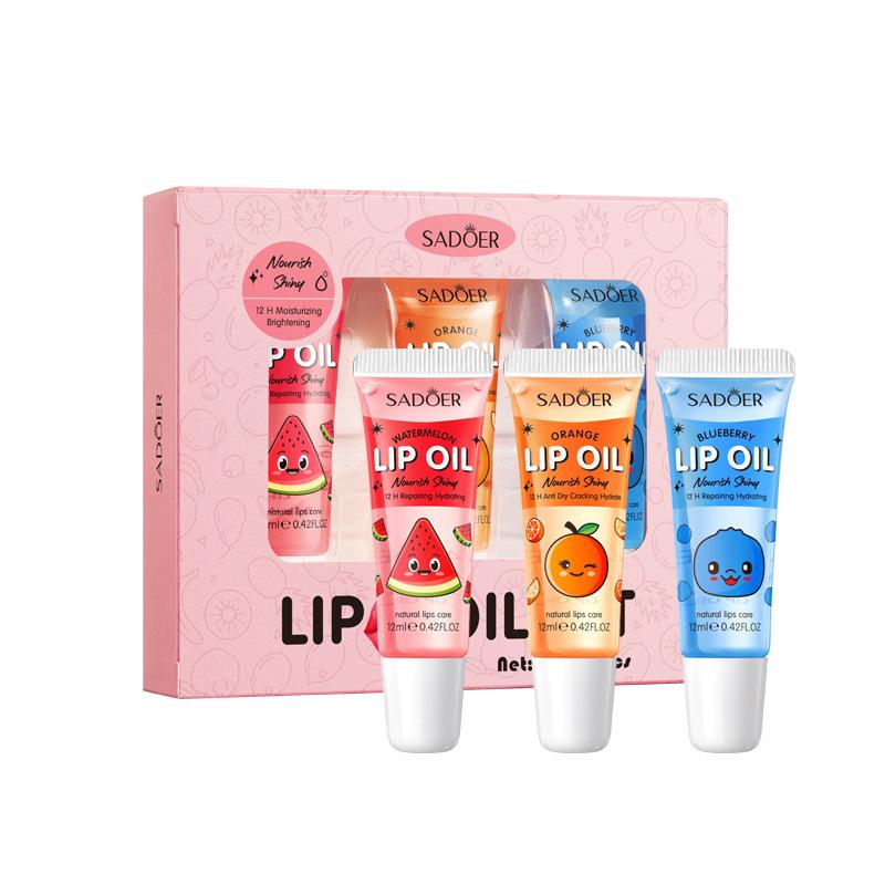 

Moisturizing Brightening Lip Oil Set, Avocado Grape Lemon Lipstick Skin Care Products 12ml+12ml+12ml