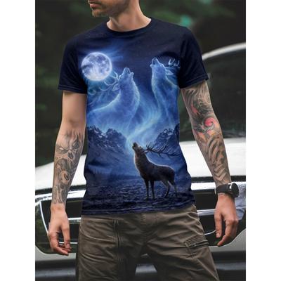 2025 Wolf T Shirt For Mens Animal Print Short Sleeve Top 3D Casual Street Man's T-shirt Oversized Tee Shirt Men Vintage Clothing