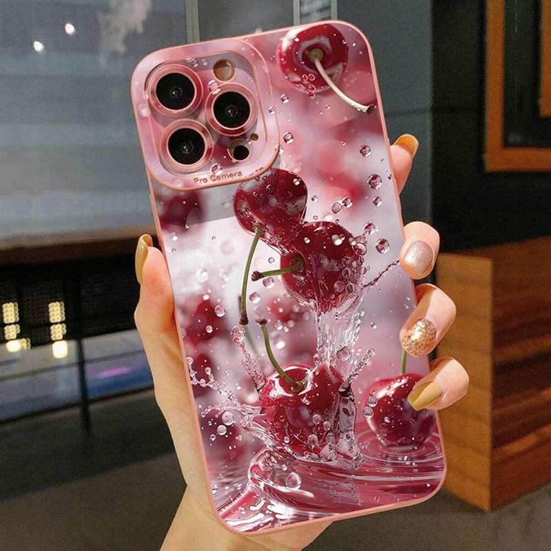 For iPhone 16 15 14 13 12 11 Pro Max Case Spray-proof Cherry Design Phone Cover For iPhone X XS Max XR 7 8 16 15 Plus SE2 Funda