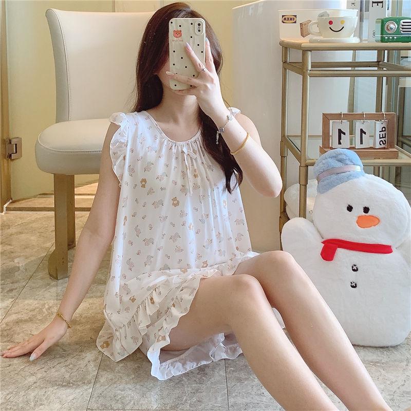 Pajamas Women's Summer Cotton and Silk Thin Suspender Sexy Cotton Silk Loungewear Sweet Shorts Two-piece Set Air Conditioning Clothing Summer