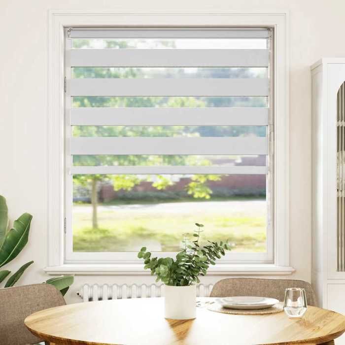 VidaXL Store zèbre blanc 100x100 cm largeur du tissu 95,9cm polyester, store à enrouleur zébré, store zébré pour fenêtre, 4014729