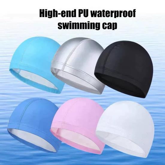 2Pcs Adults Swim Cap Water Resistant Elastic Breathable Long Short Hair Swimming Hat Solid Color Men Women Swimming Pool Cap