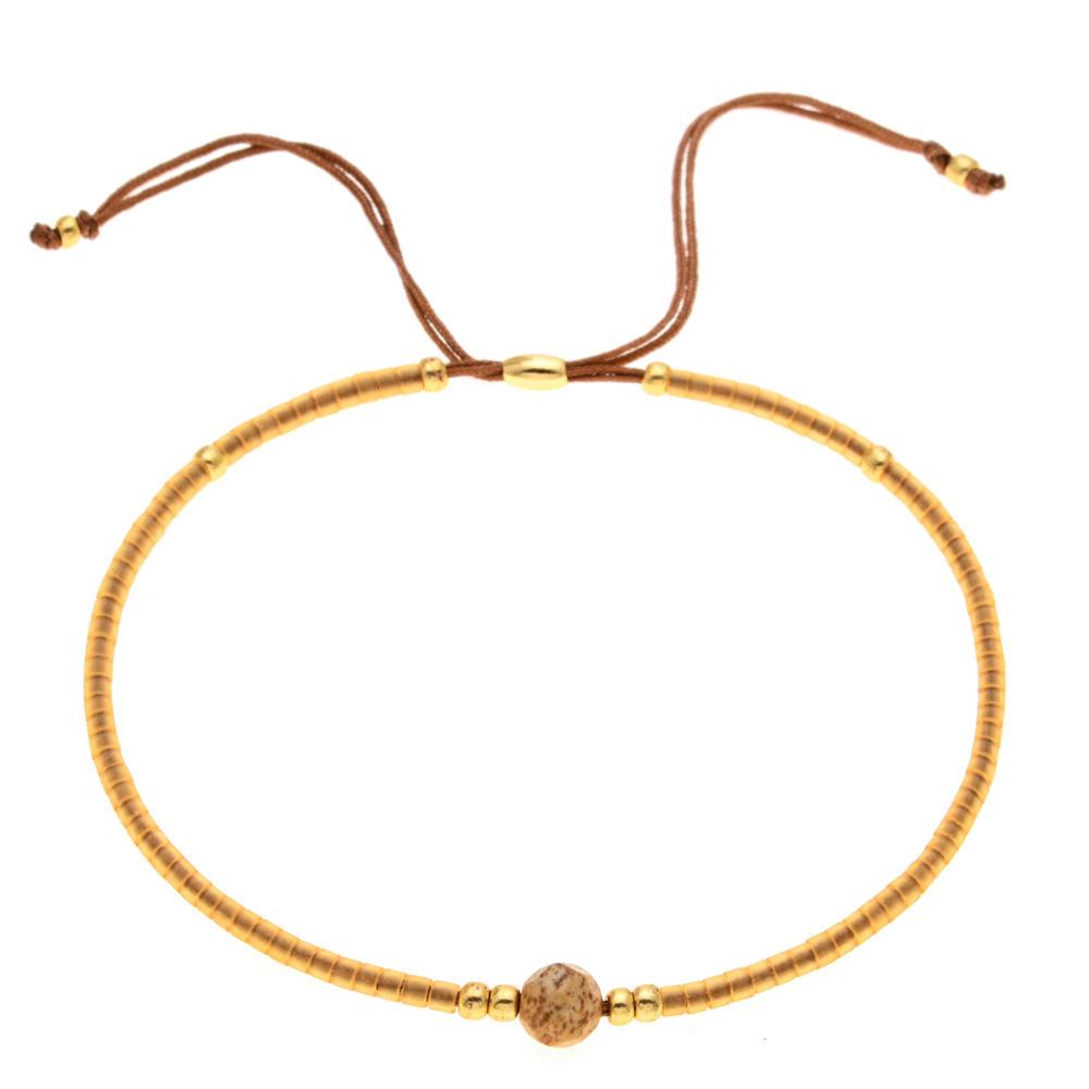 Trendy Deep Blue & Gold Rice Bead Pearl Hand Bracelet: Niche Design Women's Fashion Accessory
