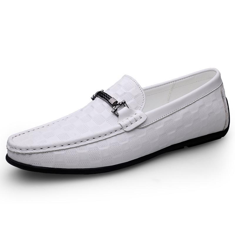 Men s Cross-Border Leather Loafers: Slip-On Casual Cowhide Shoes, Low-Top, Large Sizes Available Size 40