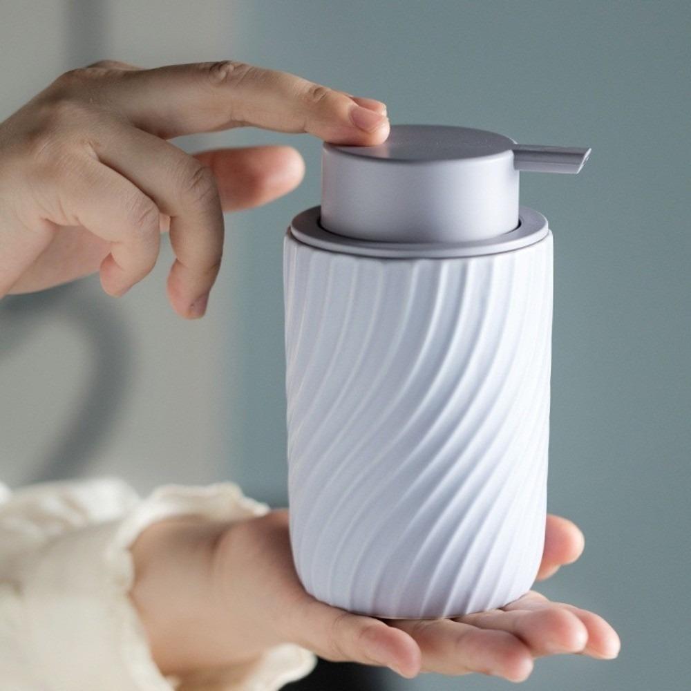 Ceramic Mousse Foaming Bottle Matte Stripes Liquid Dispensing Bottle  Bathroom Supplies